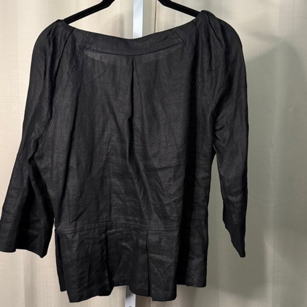 Grace Elements Black Linen Blend Jacket Blazer Ca… - image 3